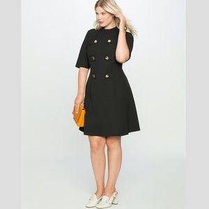 Eloquii Mock Neck Military Dress with Sleeves